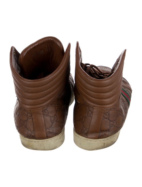 Gucci Web Accent Embossed Leather Sneakers