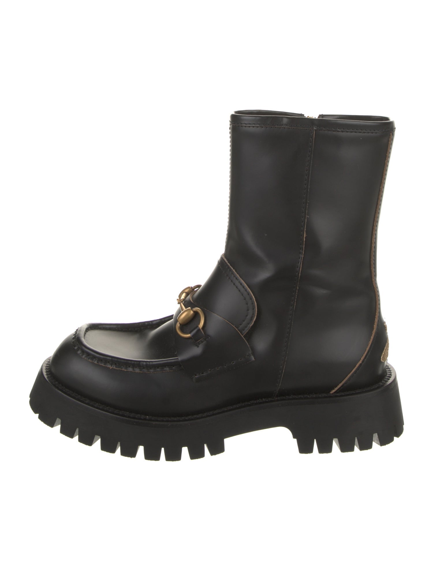 Gucci Horsebit Accent Leather Combat Boots
