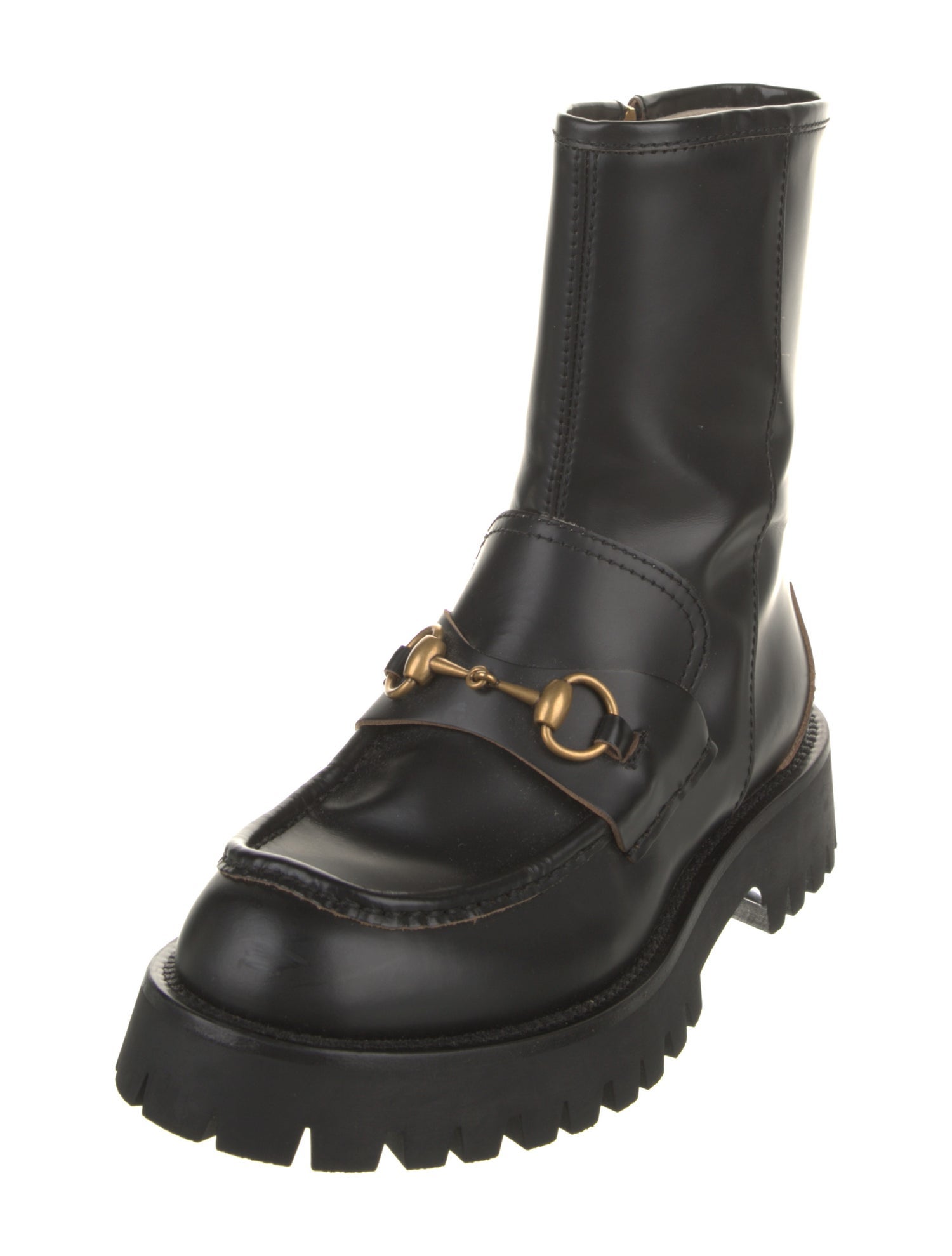 Gucci Horsebit Accent Leather Combat Boots