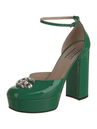Gucci Double G Logo Patent Leather D'Orsay Pumps