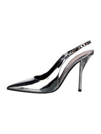 Gucci Patent Leather Chain-Link Accents Slingback Pumps