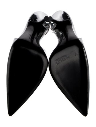 Gucci Patent Leather Chain-Link Accents Slingback Pumps