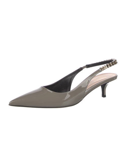 Gucci Patent Leather Chain-Link Accents Slingback Pumps