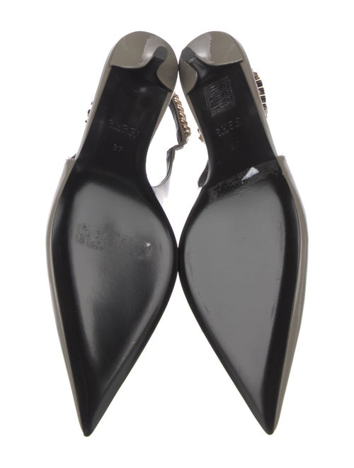Gucci Patent Leather Chain-Link Accents Slingback Pumps