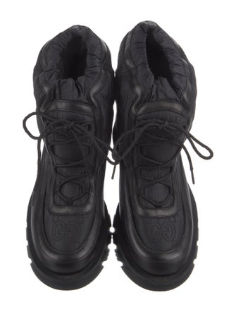 Gucci Leather Trim Embellishment Lace-Up Boots