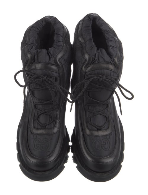 Gucci Leather Trim Embellishment Lace-Up Boots