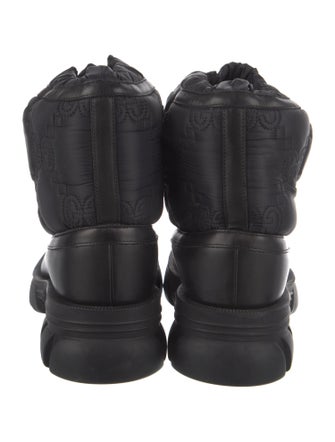 Gucci Leather Trim Embellishment Lace-Up Boots