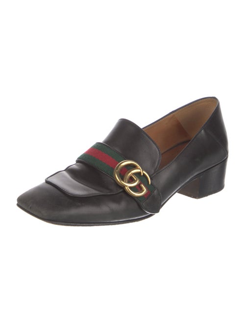 Gucci Web Accent Leather Loafers