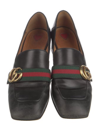 Gucci Web Accent Leather Loafers