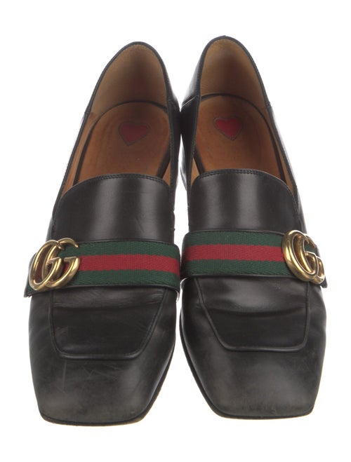 Gucci Web Accent Leather Loafers