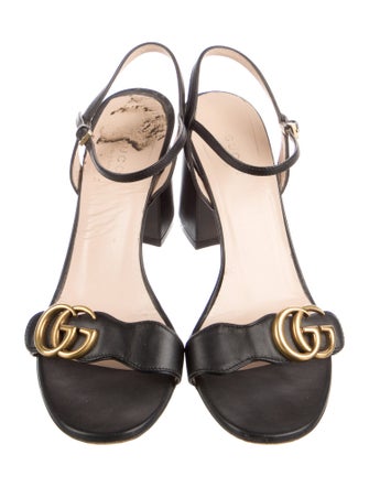 Gucci Double G Logo Leather Sandals