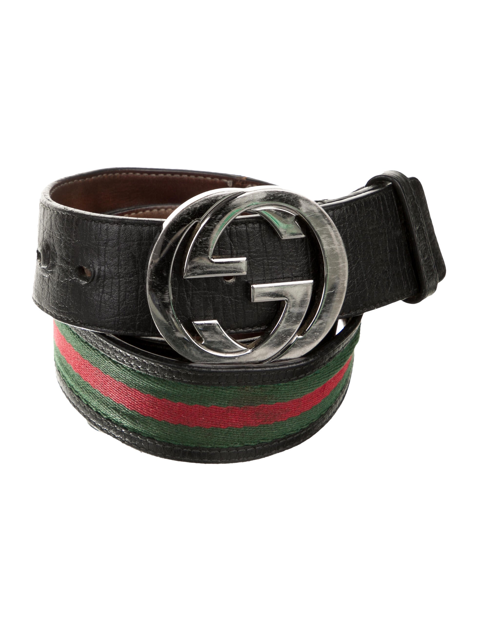 Gucci Web Accent Leather Waist Belt