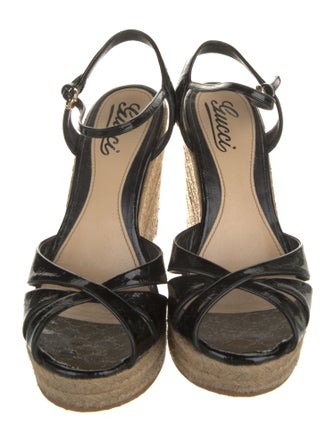 Gucci Microguccissima Pattern Patent Leather Espadrilles