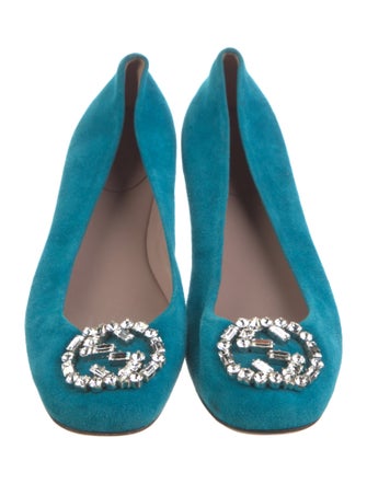 Gucci Double G Logo Suede Ballet Flats