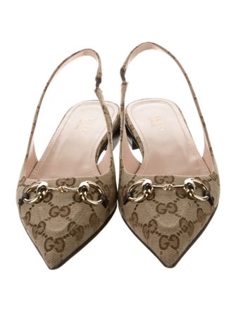 Gucci GG Canvas Canvas Slingback Flats