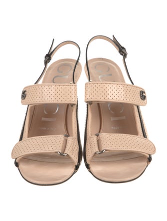 Gucci Double G Logo Leather Slingback Sandals