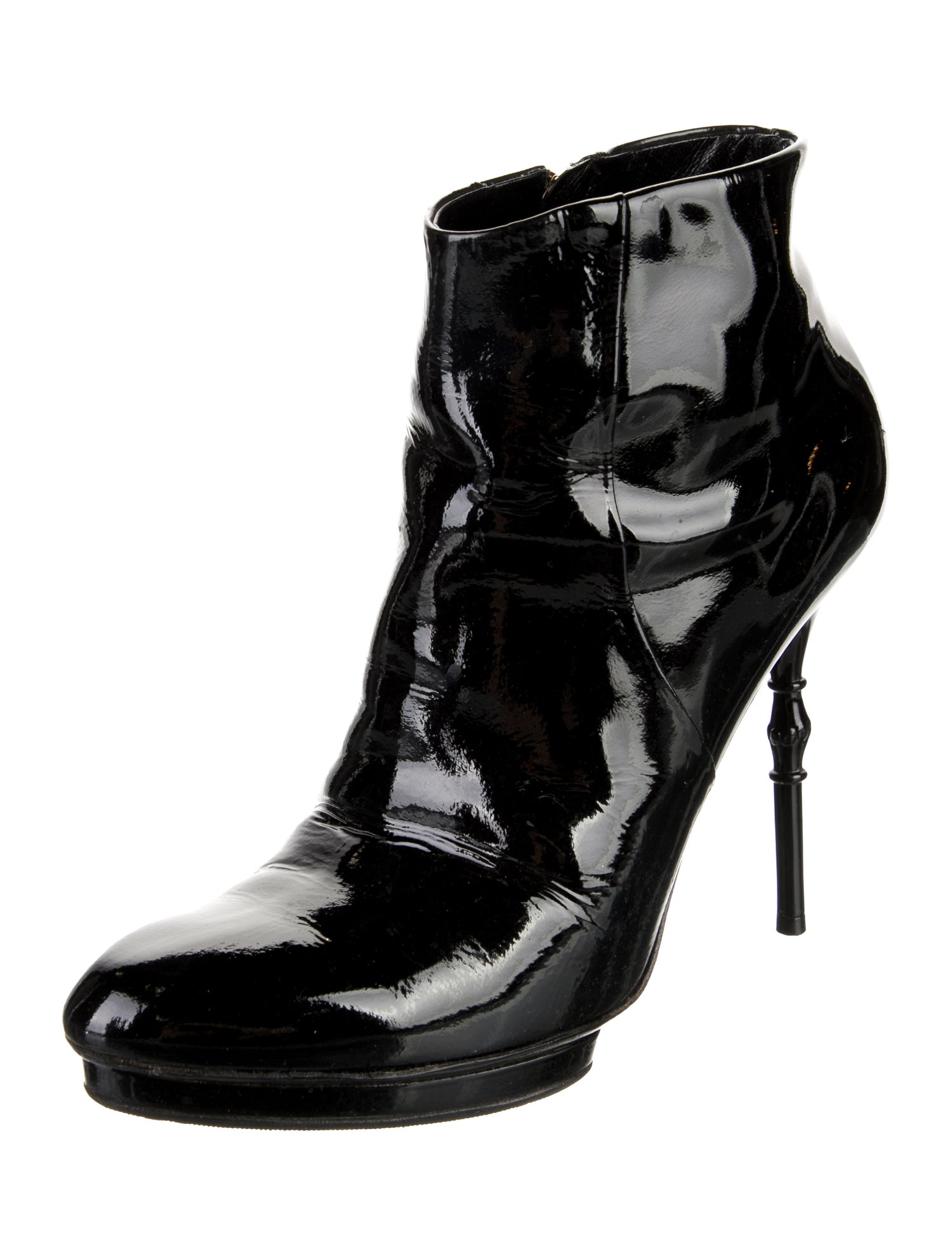 Gucci Bamboo Accent Patent Leather Boots