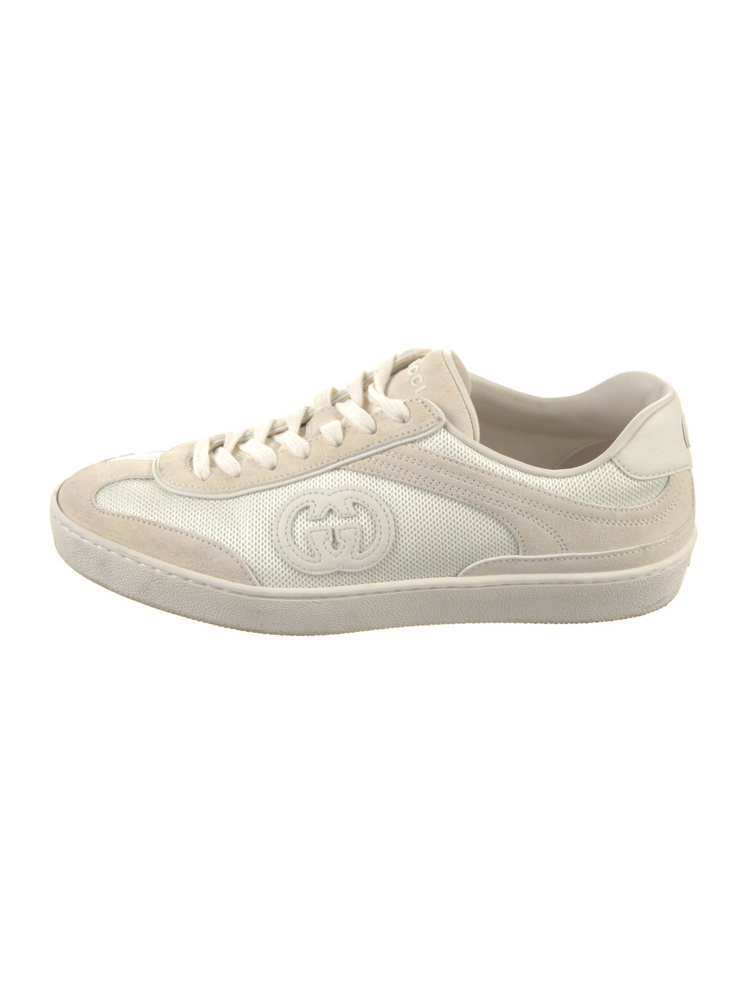 Gucci Leather Embroidered Accent Sneakers