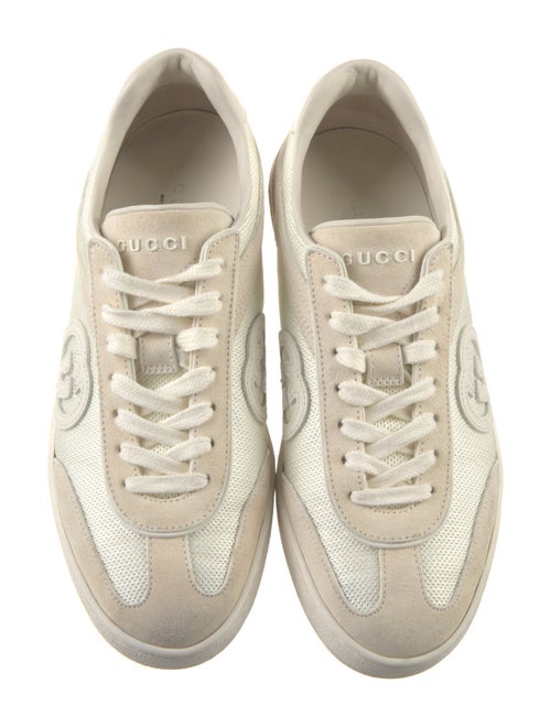 Gucci Leather Embroidered Accent Sneakers
