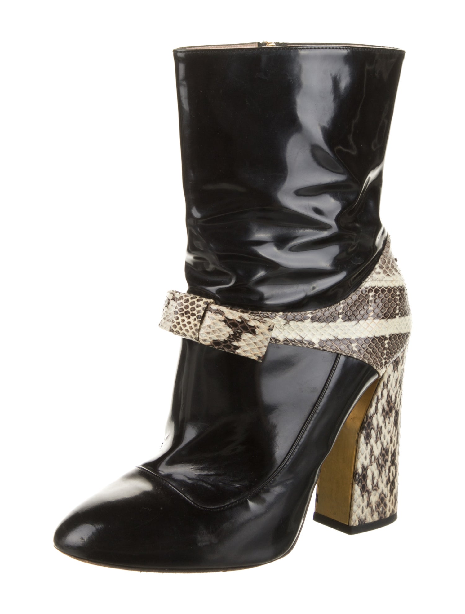 Gucci Patent Leather Animal Print Boots