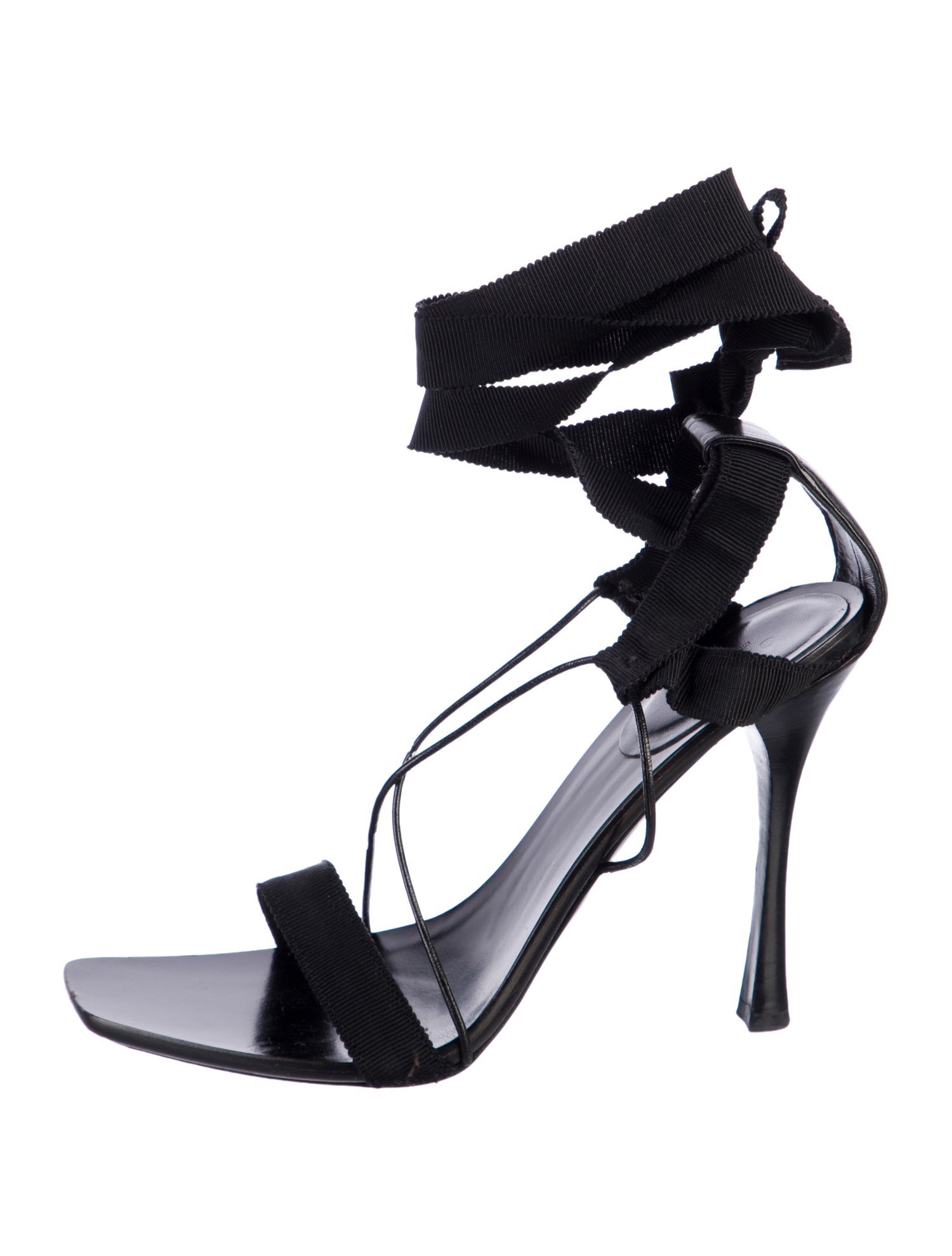 Gucci Leather Grosgrain Trim Gladiator Sandals