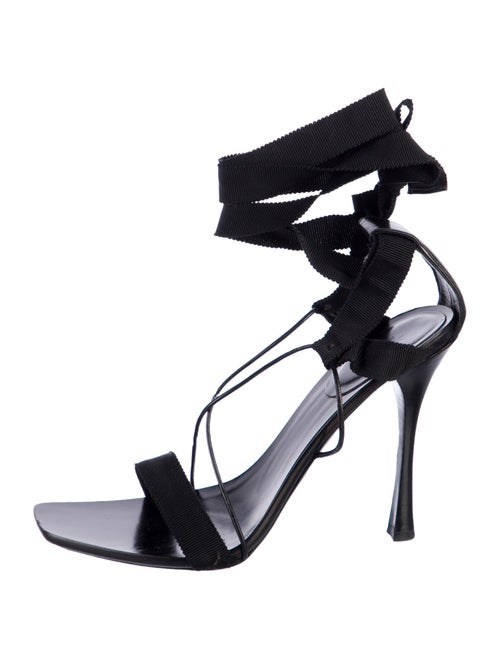 Gucci Leather Grosgrain Trim Gladiator Sandals