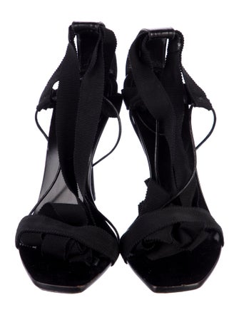 Gucci Leather Grosgrain Trim Gladiator Sandals