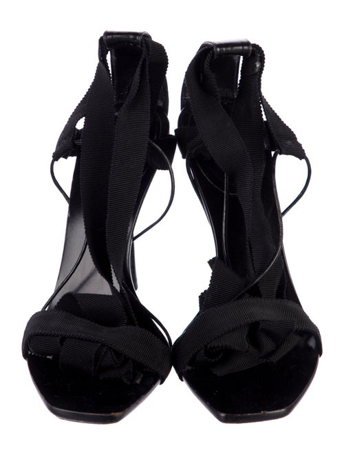 Gucci Leather Grosgrain Trim Gladiator Sandals