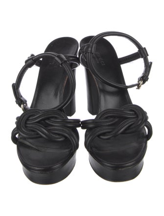 Gucci Double G Logo Leather Sandals