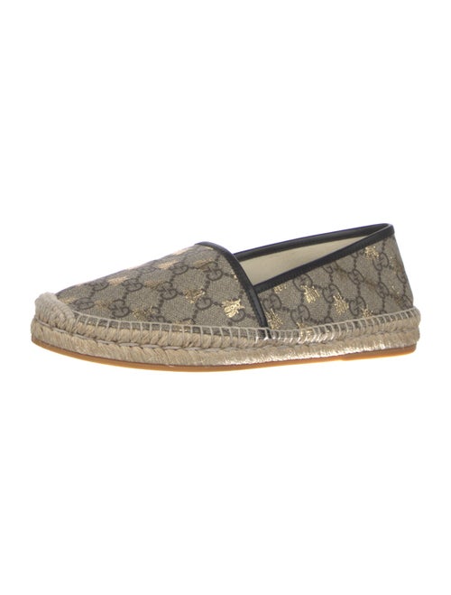 Gucci GG Canvas Leather Trim Embellishment Espadrilles