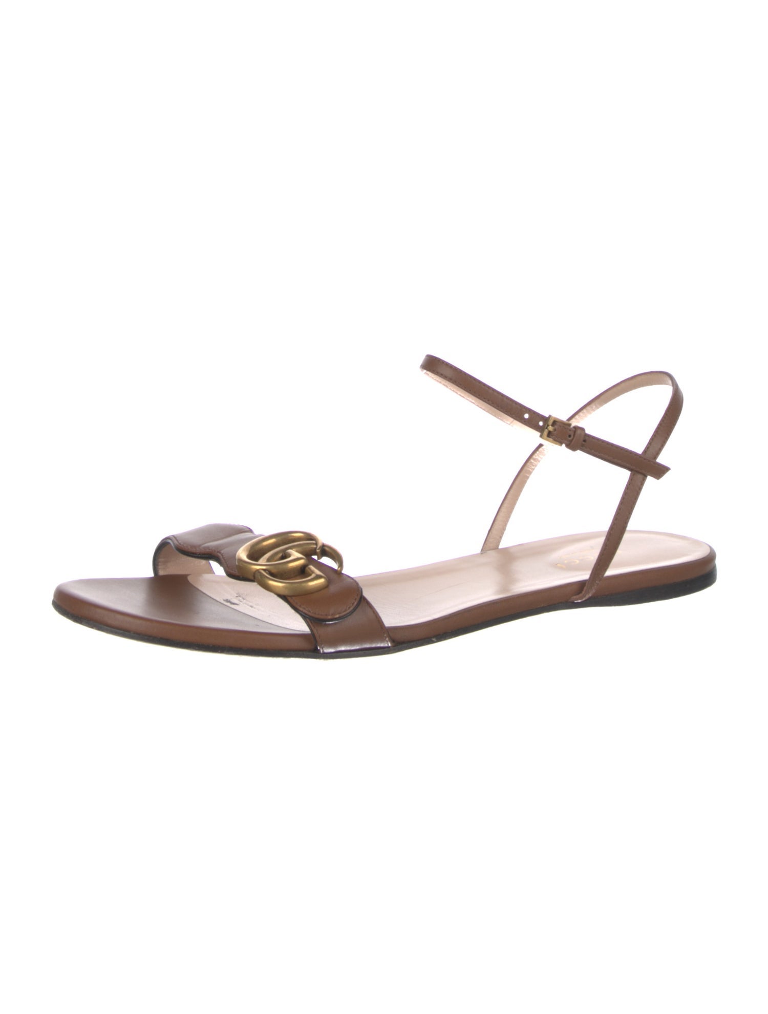 Gucci Double G Logo Leather Sandals