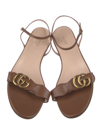 Gucci Double G Logo Leather Sandals
