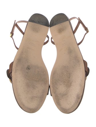 Gucci Double G Logo Leather Sandals