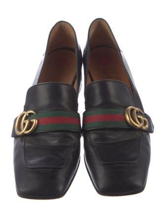 Gucci Web Accent Leather Pumps