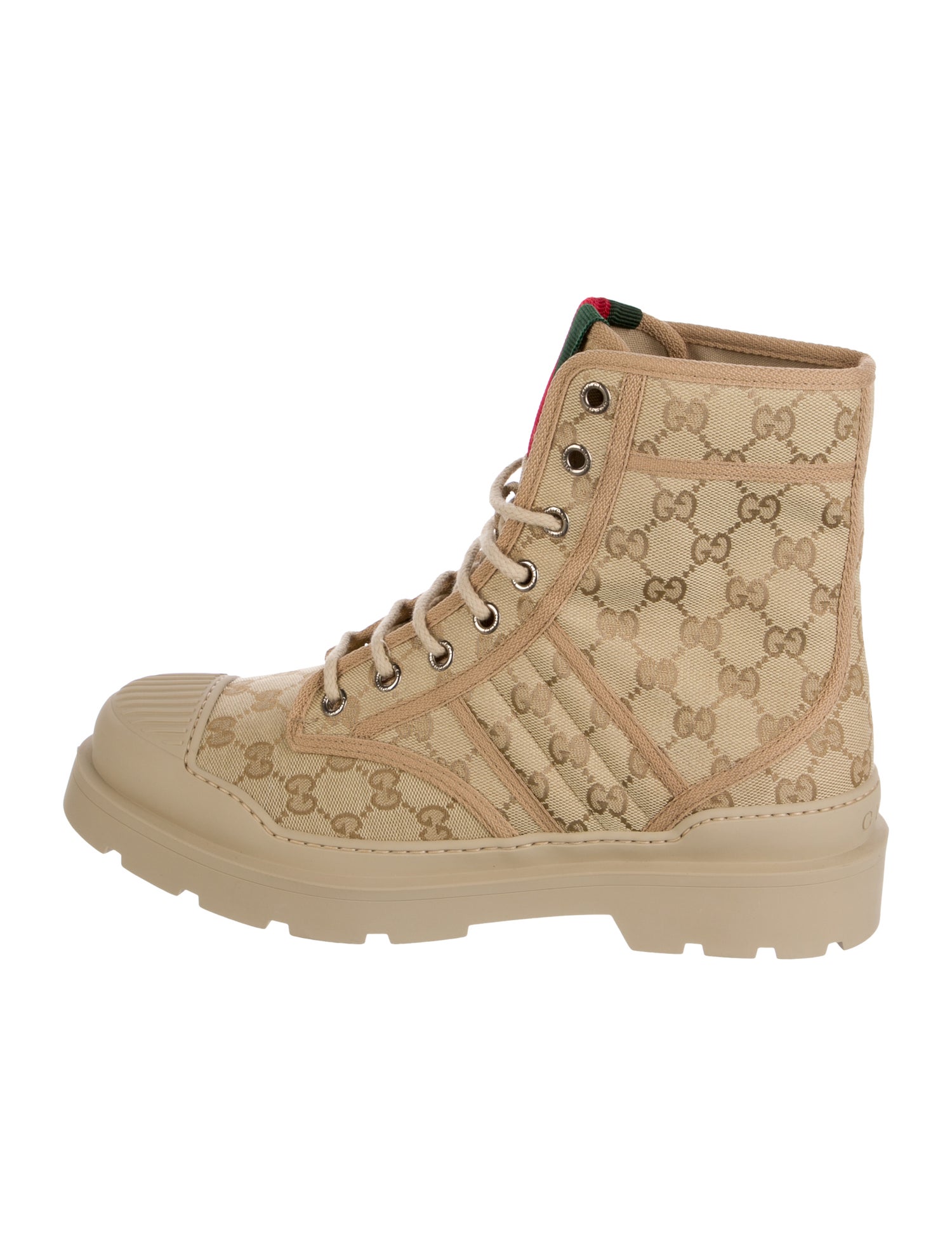 Gucci Canvas Printed Combat Boots