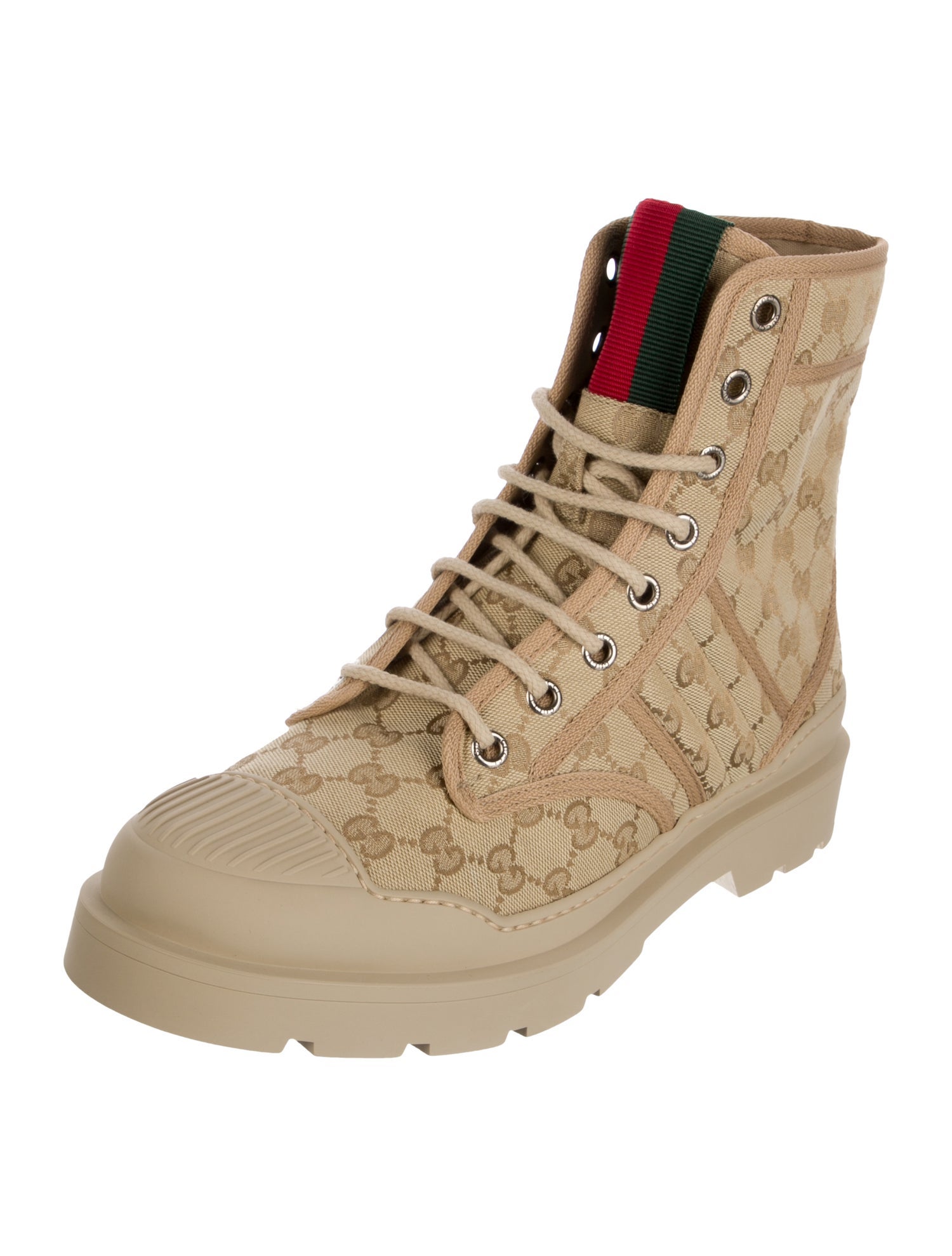 Gucci Canvas Printed Combat Boots