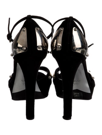 Gucci Suede Studded Accents Sandals