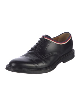Gucci Sylvie Web Accent Leather Derby Shoes