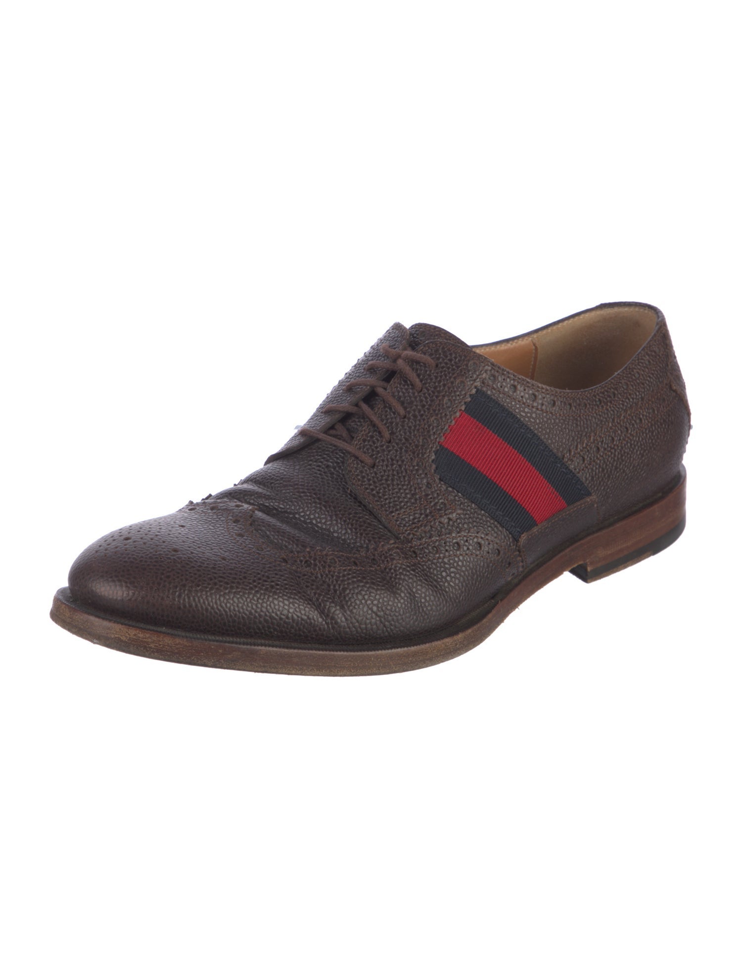 Gucci Sylvie Web Accent Leather Brogues