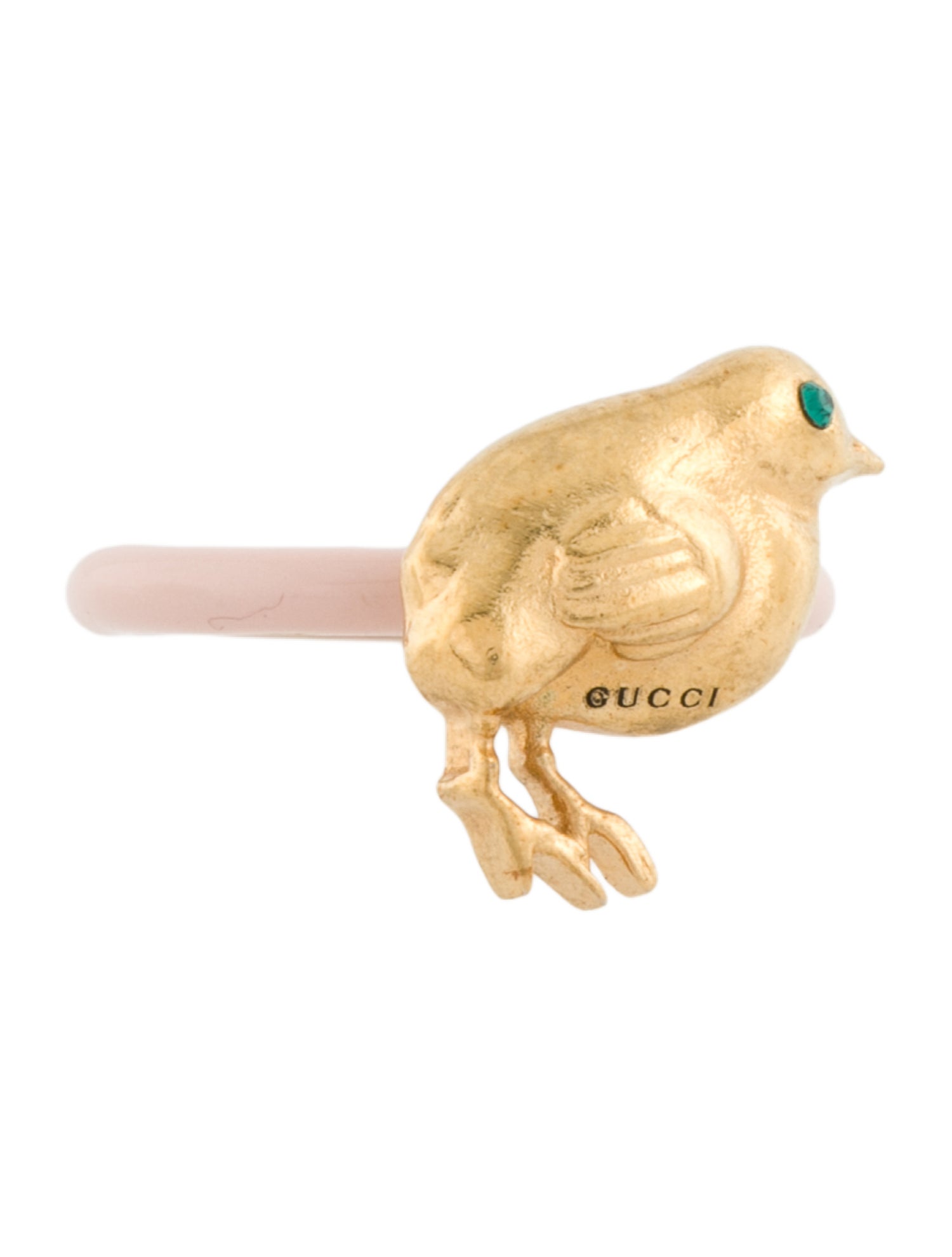 Gucci Enamel & Crystal Bird Cocktail Ring