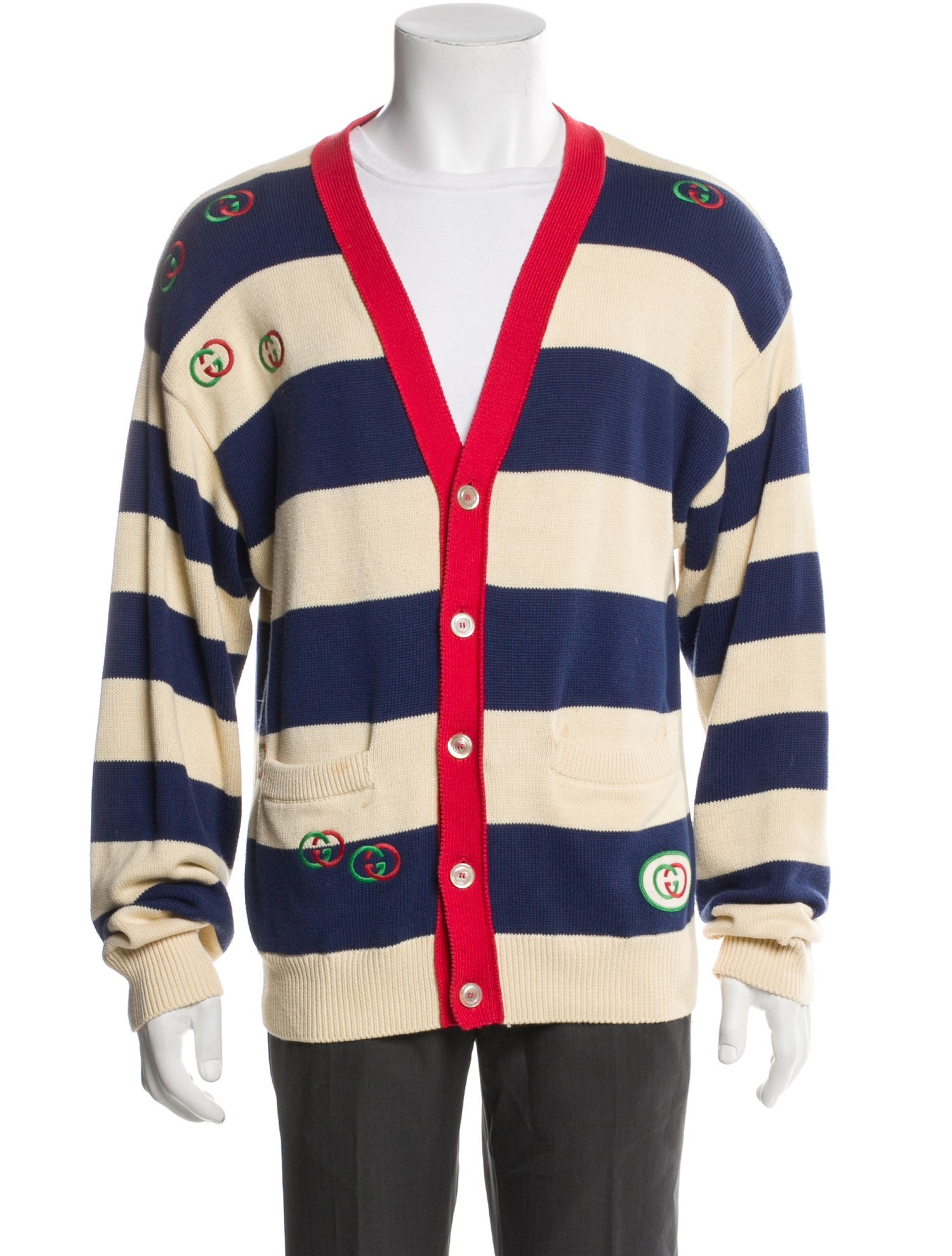 Gucci Web Accent V-Neck Cardigan