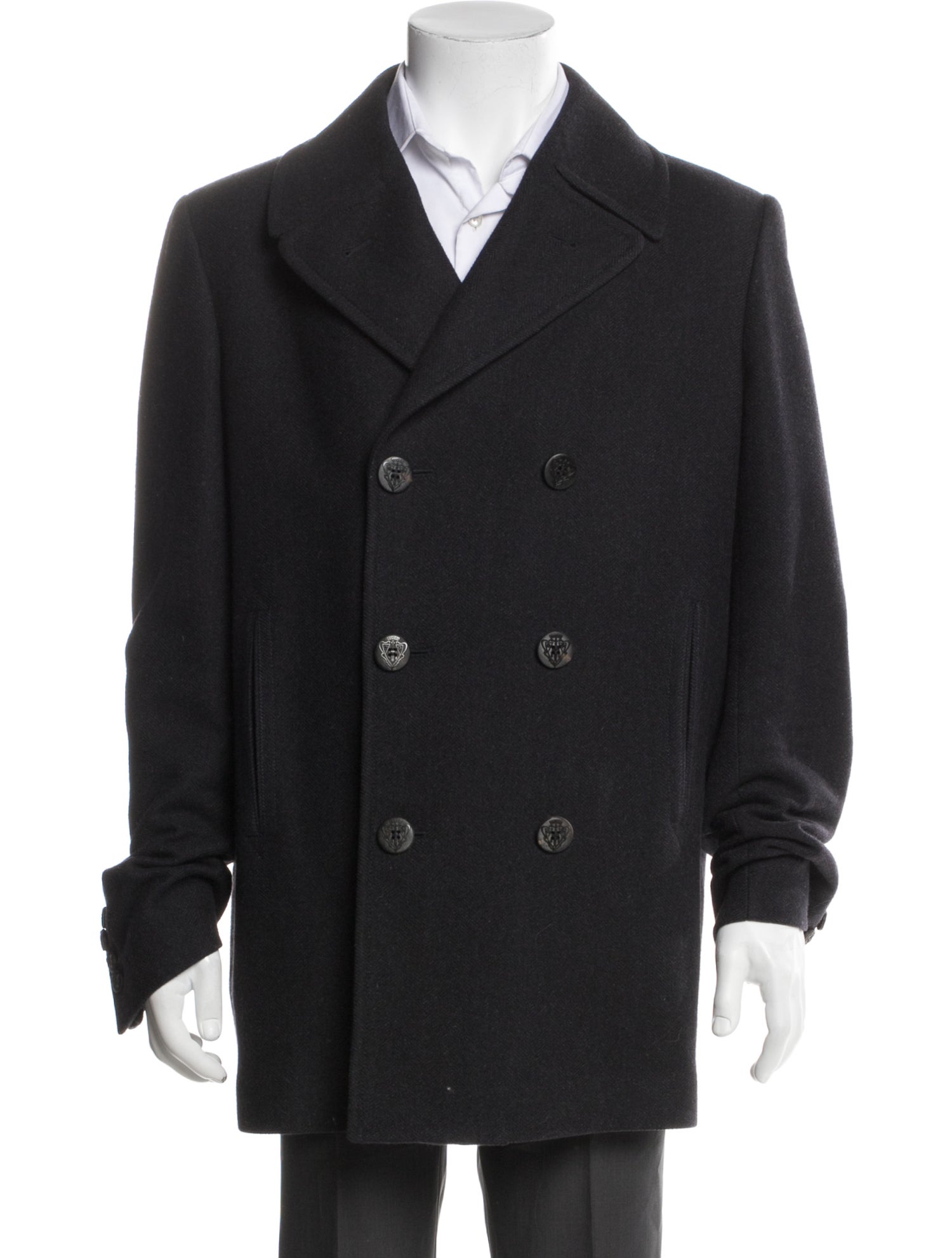 Gucci Tiger Head Accent Wool Peacoat