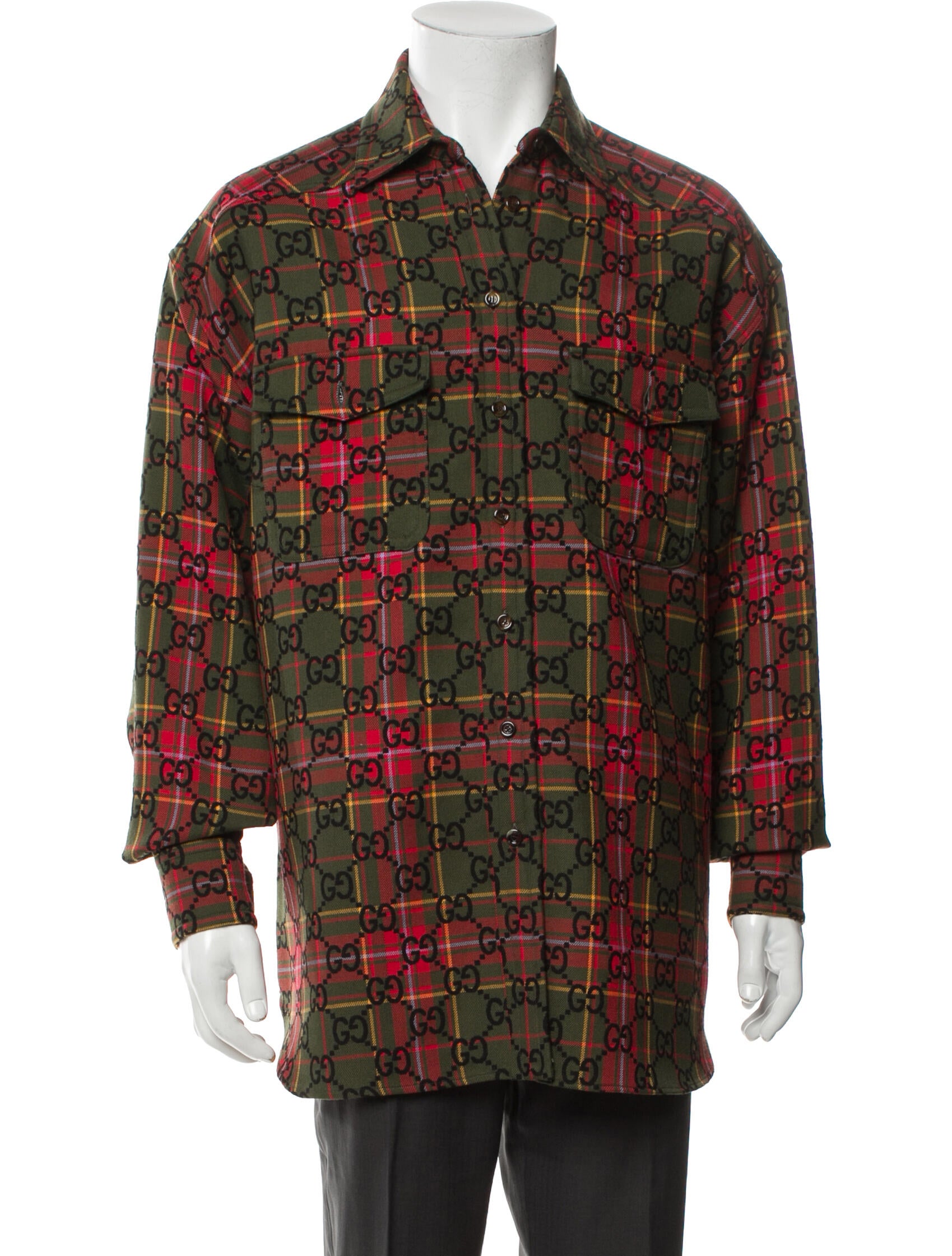 Gucci Tartan Printed Jumbo GG Utility Jacket