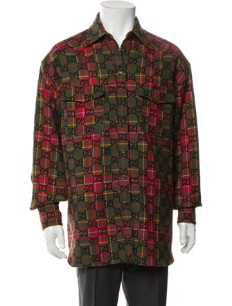 Gucci Tartan Printed Jumbo GG Utility Jacket