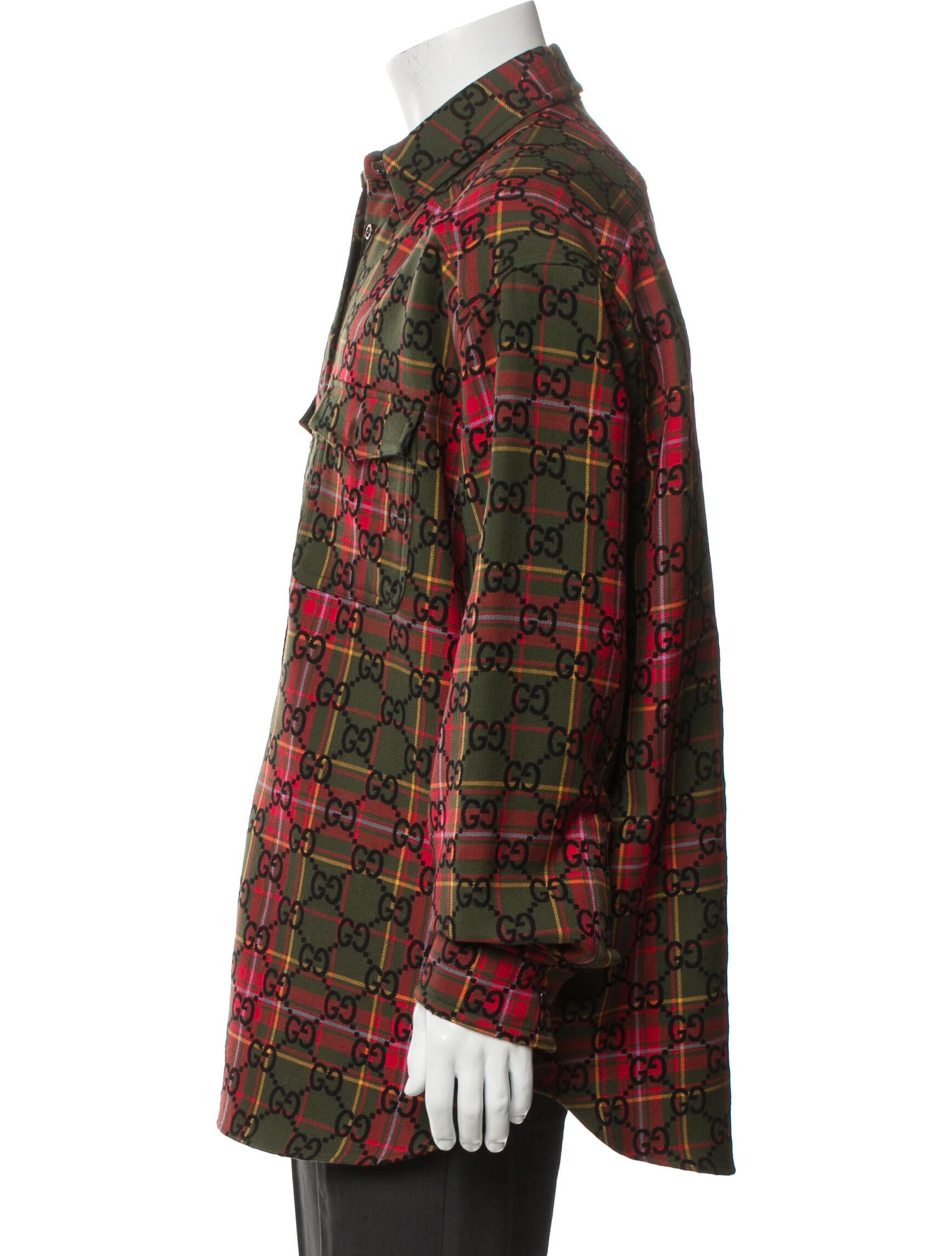 Gucci Tartan Printed Jumbo GG Utility Jacket