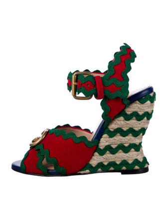 Gucci Double G Logo Suede Slingback Pumps