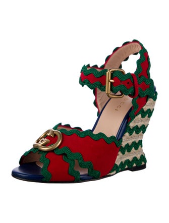 Gucci Double G Logo Suede Slingback Pumps