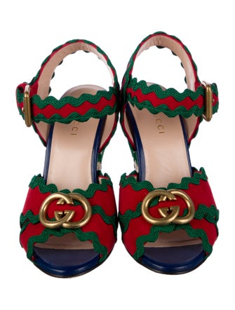Gucci Double G Logo Suede Slingback Pumps