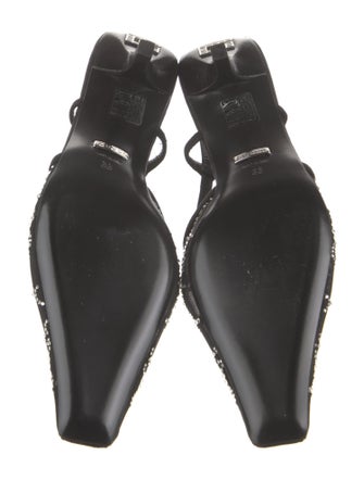 Gucci Mesh Crystal Embellishments Slingback Pumps