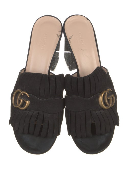 Gucci Double G Logo Suede Slides